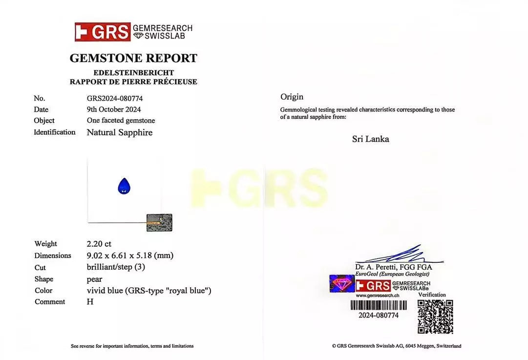2.20ct Heated Royal Blue Sapphire