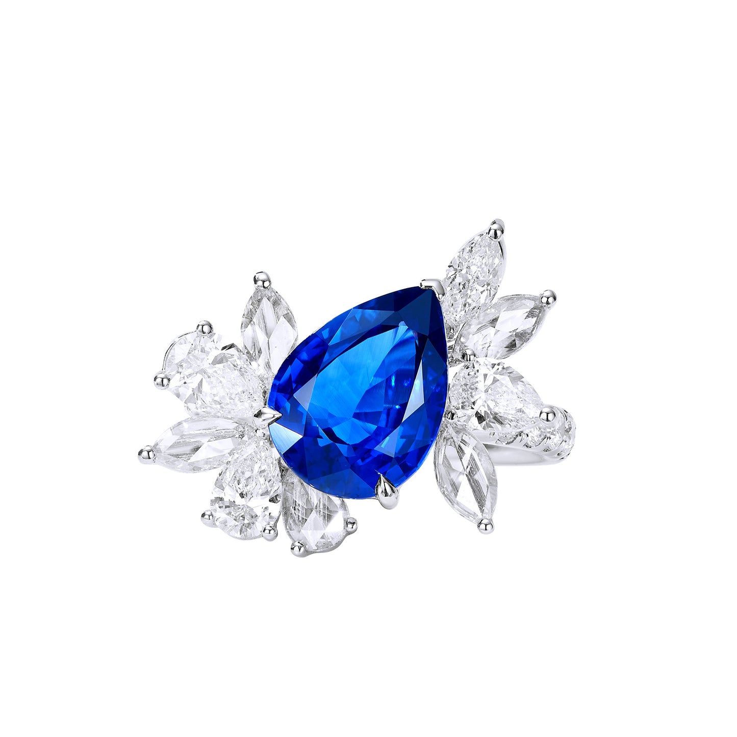 GEMCOOK JEWELRY 4.06ct Old Burnt Royal Blue Sapphire Ring