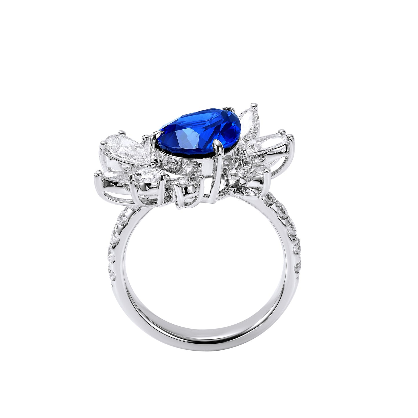 GEMCOOK JEWELRY 4.06ct Old Burnt Royal Blue Sapphire Ring