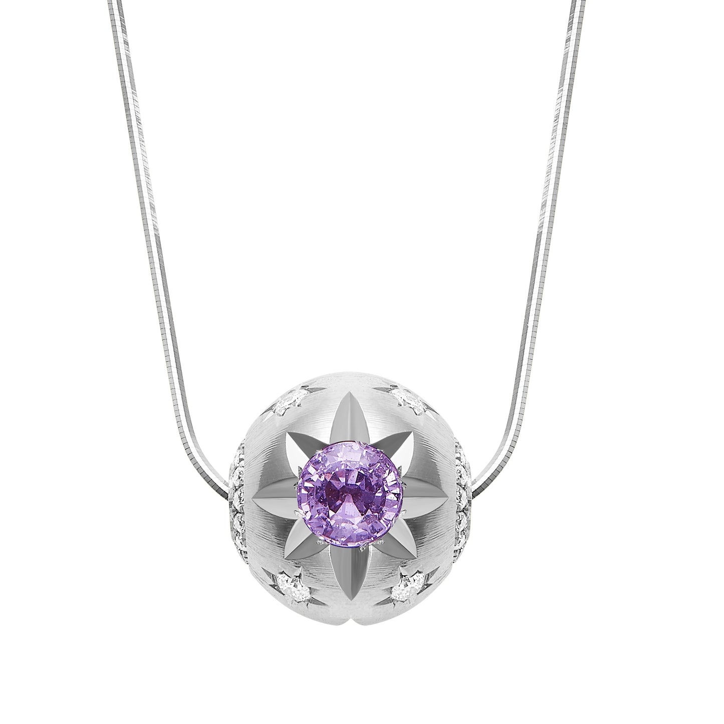 GEMCOOK JEWELRY 18K Gold Pink Sapphire Gold and Silver Ball Necklace