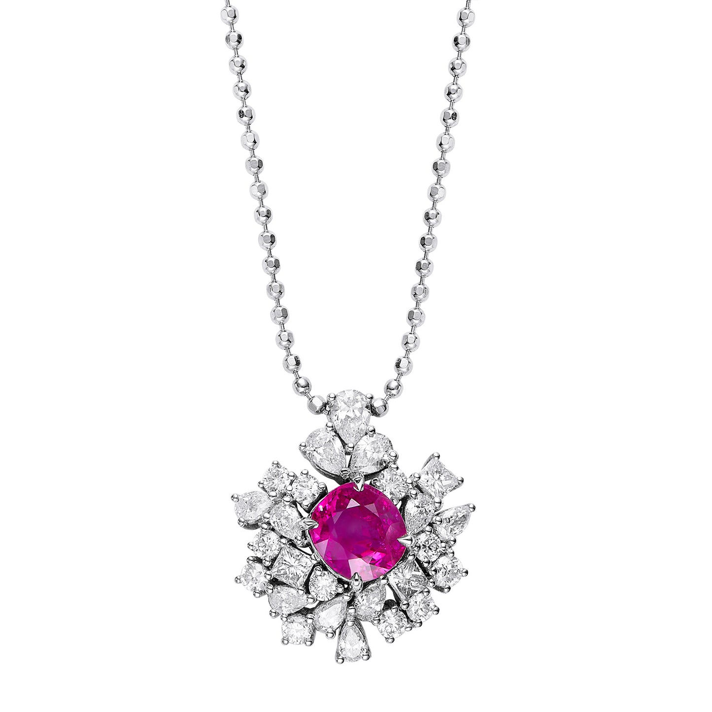 GEMCOOK 0.54ct Burmese Mogok Untreated Pigeon Blood Ruby Necklace