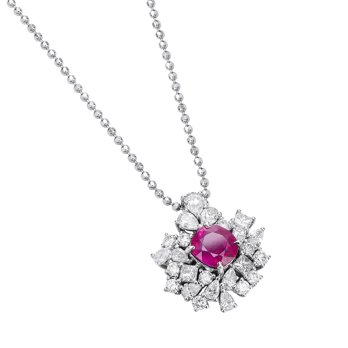 GEMCOOK 0.54ct Burmese Mogok Untreated Pigeon Blood Ruby Necklace