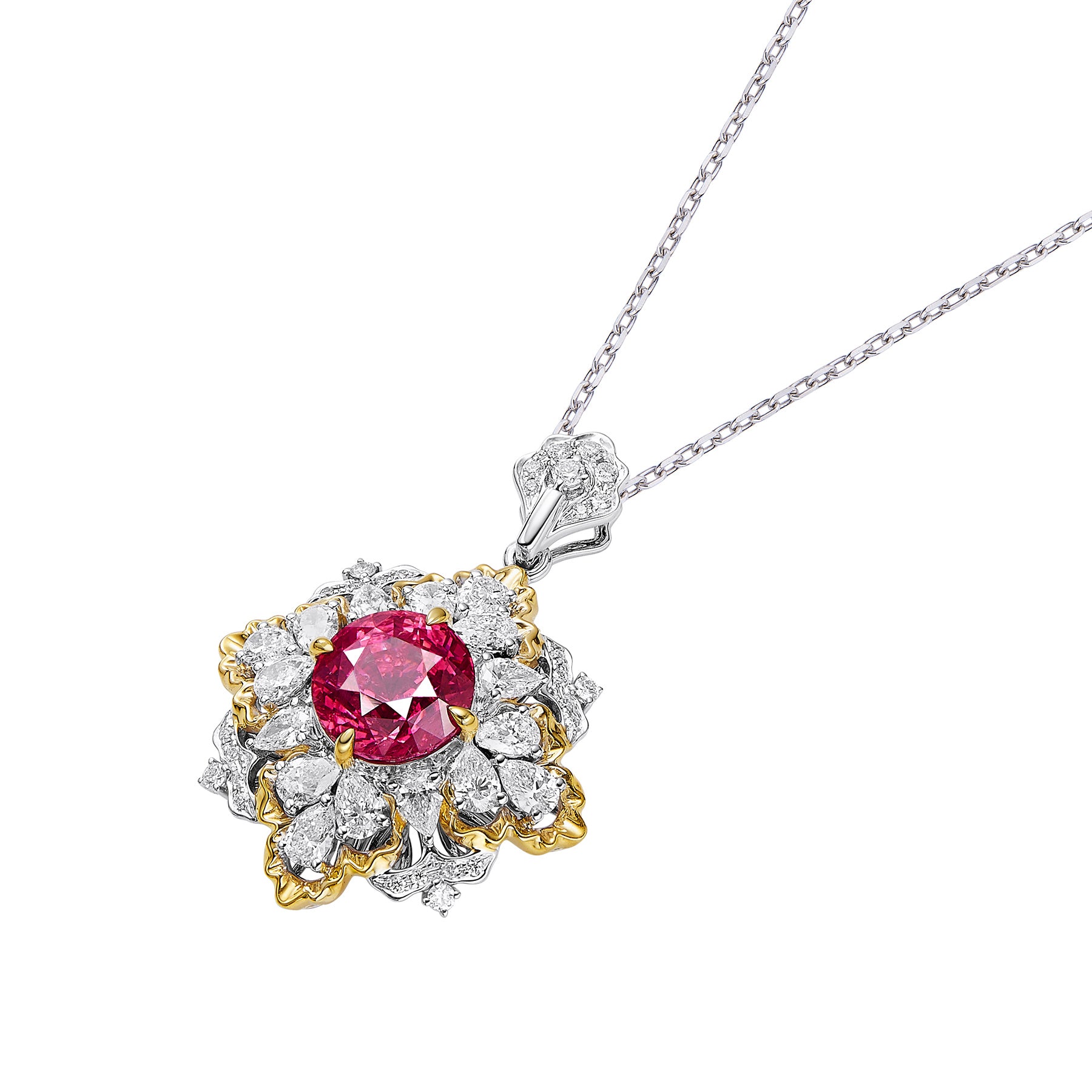 GEMCOOK JEWELLERY HOT PINK MAHENGE SPINEL PENDANT NECKLACE