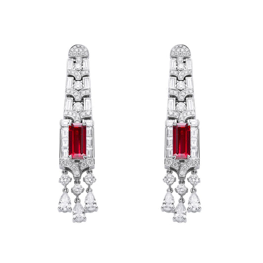 GEMCOOK JEWELLERY 2.41ct Unheated Pigeon Blood Red Ruby Earrings