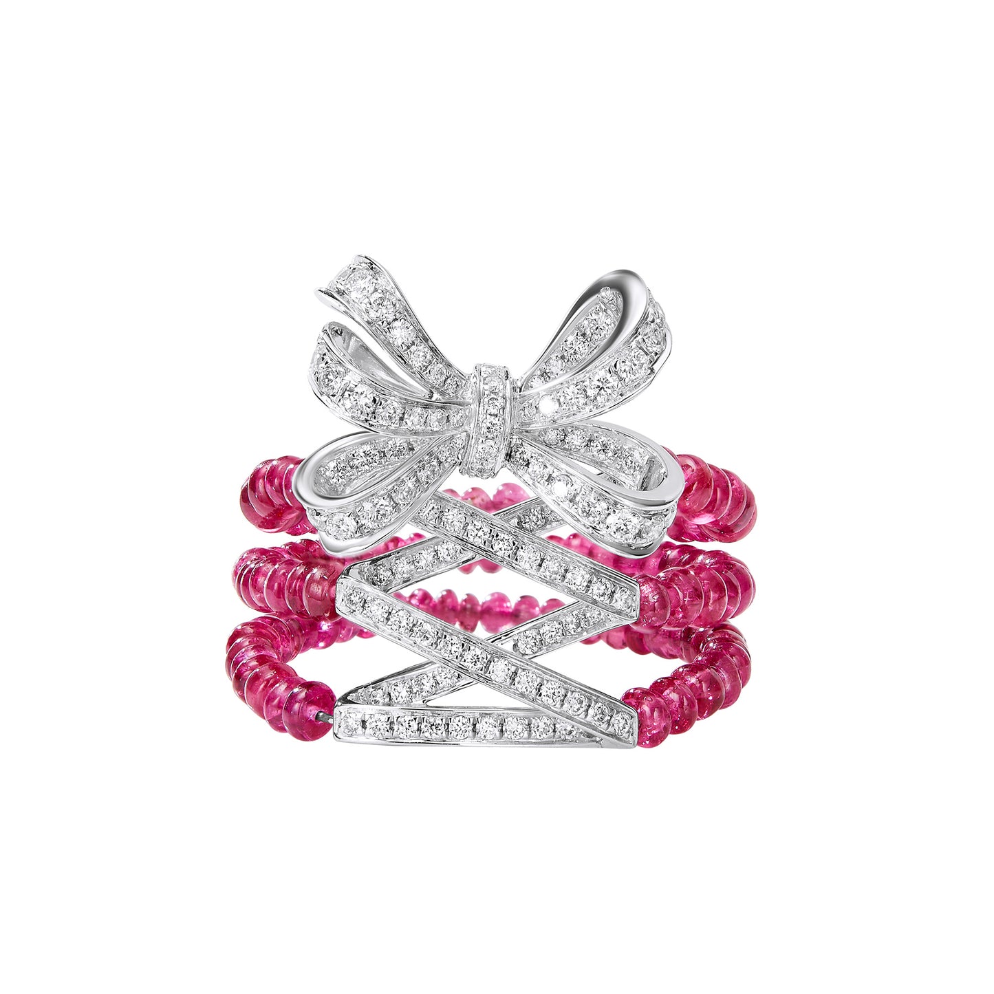 GEMCOOK JEWELRY Ballet Bow Beaded Spinel Ring