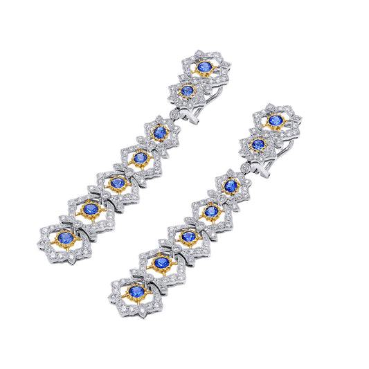 GEMCOOK JEWELLERY Luxury Italian Buccellati-style 3.23ct Sapphire Earrings