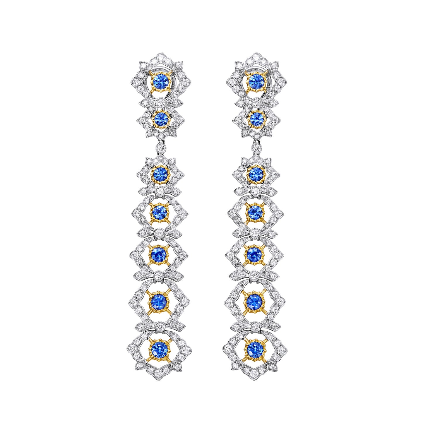 GEMCOOK JEWELLERY Luxury Italian Buccellati-style 3.23ct Sapphire Earrings