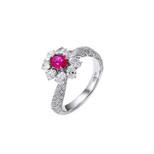 GEMCOOK JEWELRY 0.51ct Unheated Burmese Pigeon Blood Ruby Ring