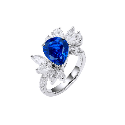 GEMCOOK JEWELRY 4.06ct Old Burnt Royal Blue Sapphire Ring