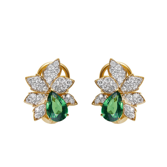 GEMCOOK JEWELLERY 2.18ct Tsavorite Kazani Green Leaf Earrings