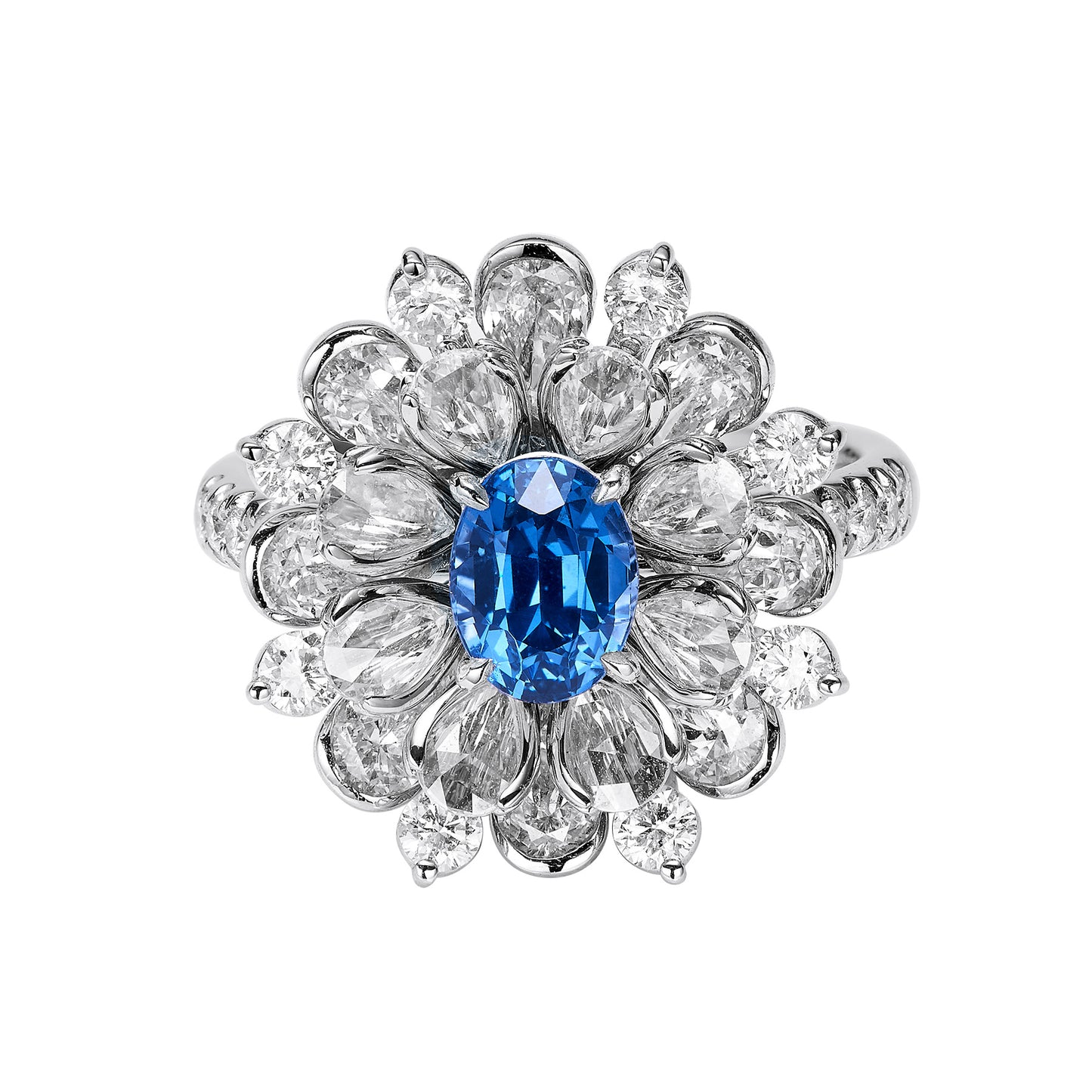 GEMCOOK JEWELLERY 1.04ct Cobalt Spinel Blue Flower Ring