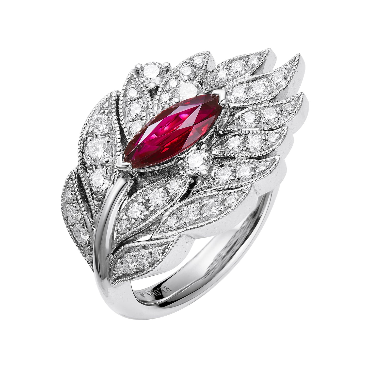 GEMCOOK JEWELLERY Pigeon Blood Ruby Modernism Index Finger Ring