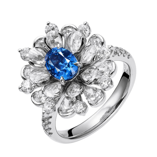 GEMCOOK JEWELLERY 1.04ct Cobalt Spinel Blue Flower Ring