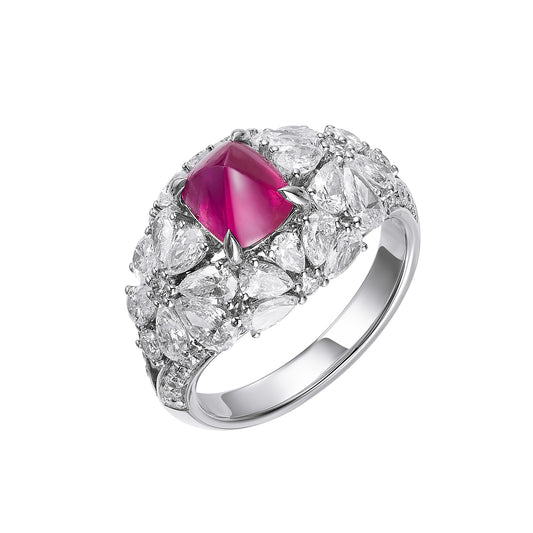 GEMCOOK JEWELLERY Full and Radiant Group Inlay Sugar Tower Ruby Ring