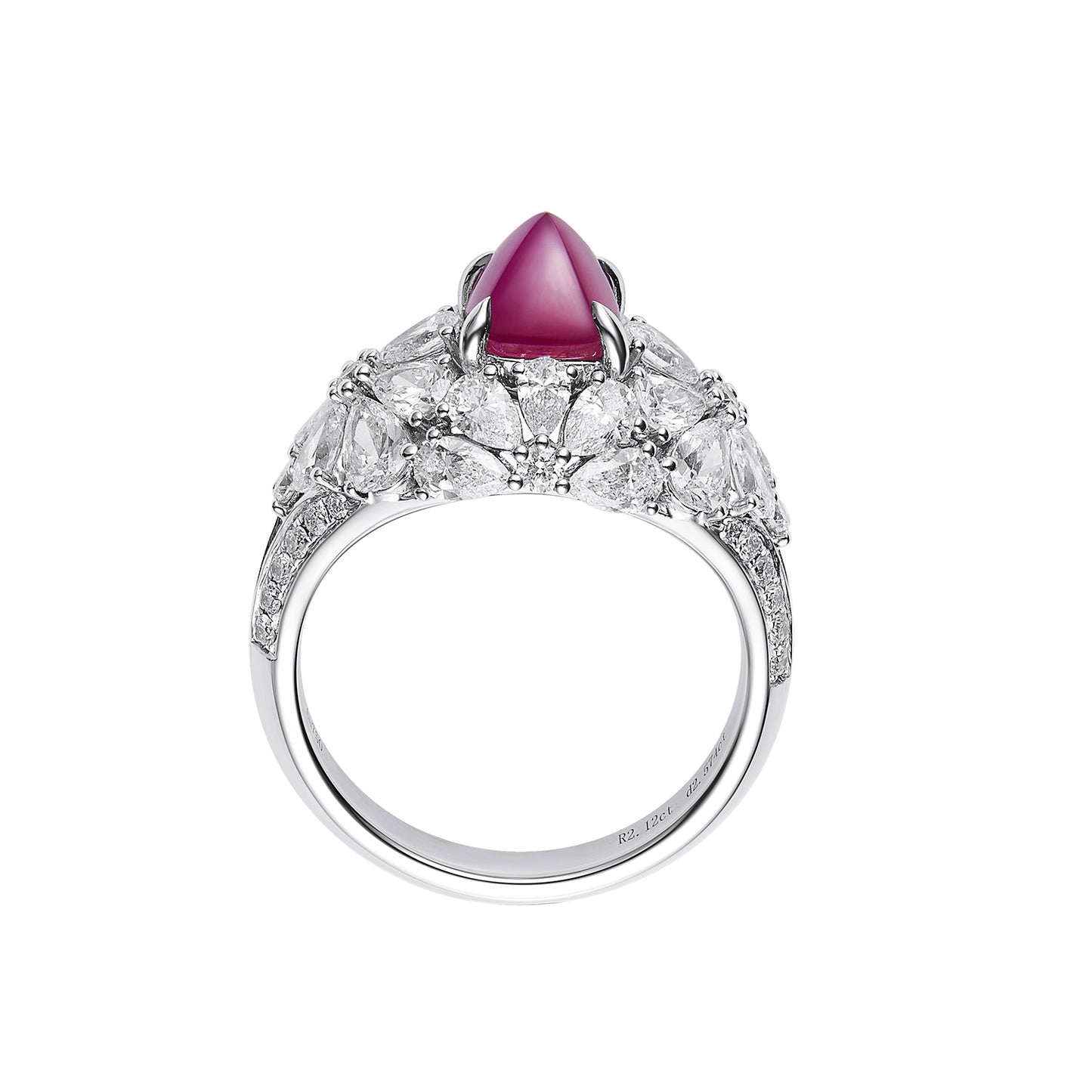 GEMCOOK JEWELLERY Full and Radiant Group Inlay Sugar Tower Ruby Ring