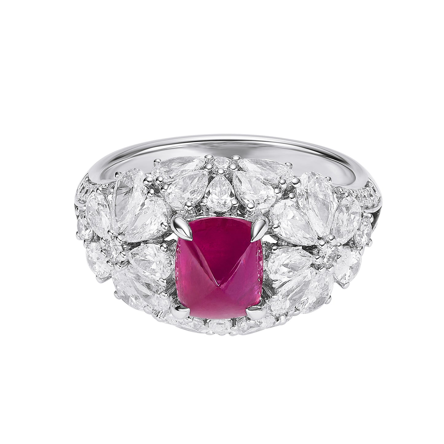 GEMCOOK JEWELLERY Full and Radiant Group Inlay Sugar Tower Ruby Ring