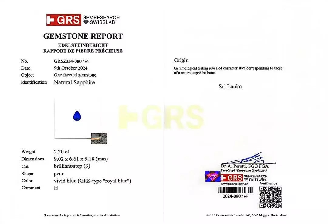 2.20ct Heated Royal Blue Sapphire
